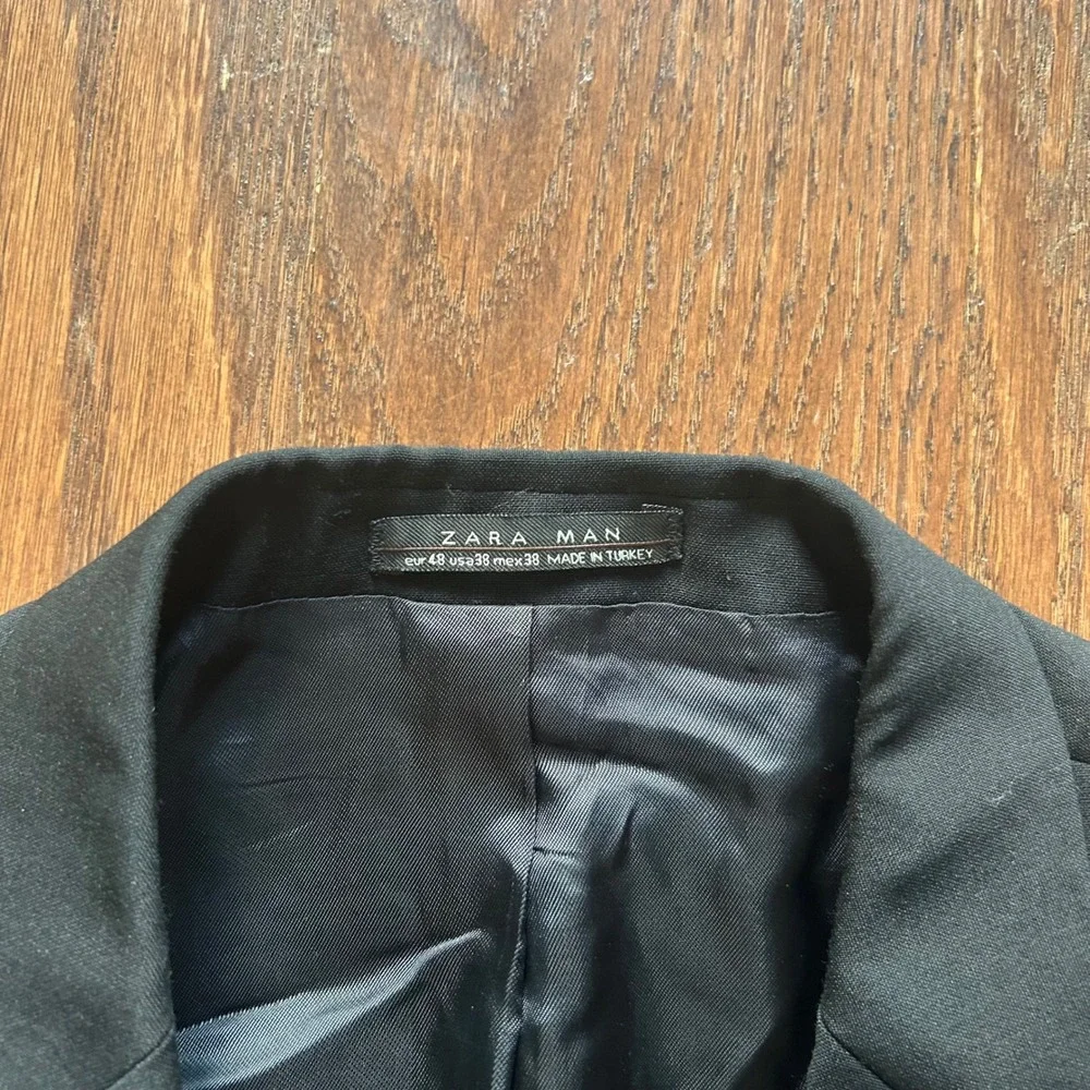 Zara Man Blazer Mens Black Two Button Tailored Suit Jacket 38R
